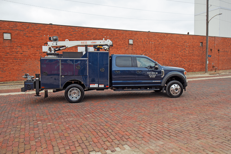 customer service truck body with electric crane