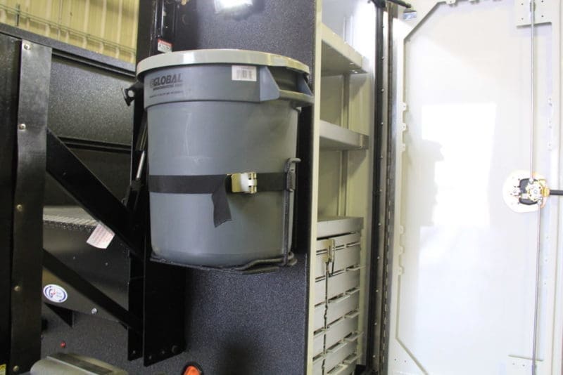 trash can or water cooloer holder for mechanics truck side pack - gallery image