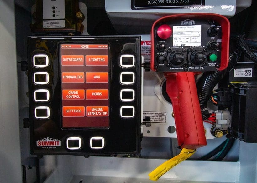 Summit crane control home screen with remote
