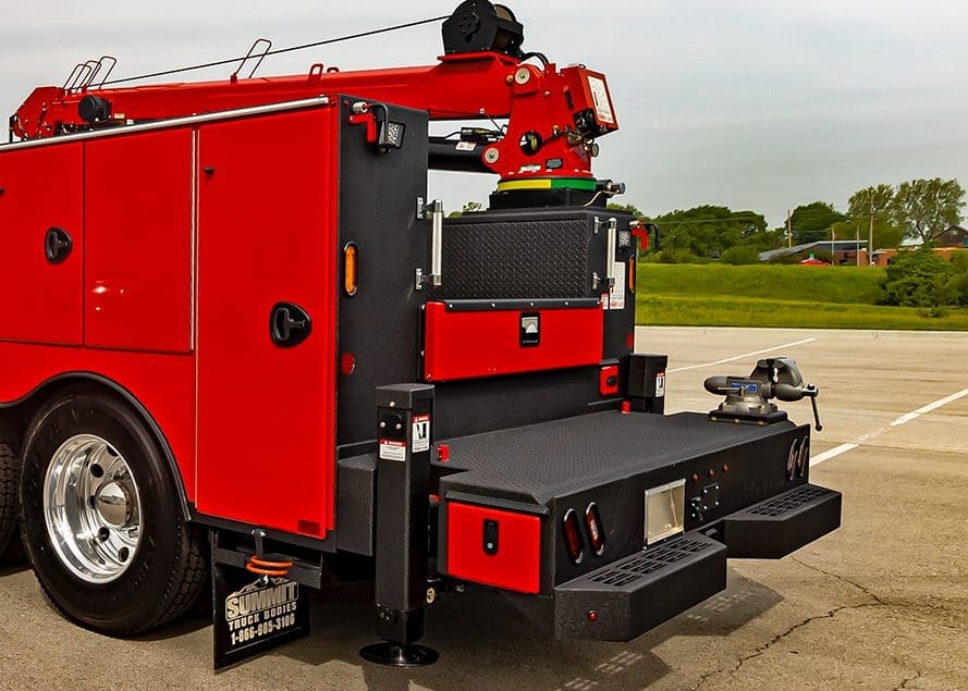 custom heavy duty truck body bumper with grip strut steps built in