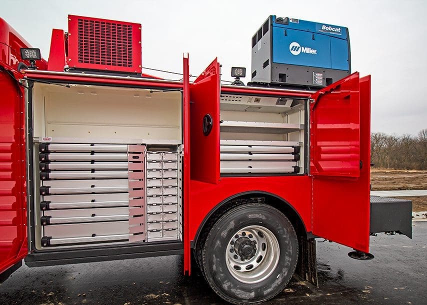 service truck tool storage organization ideas: drawer packs and bolt bin