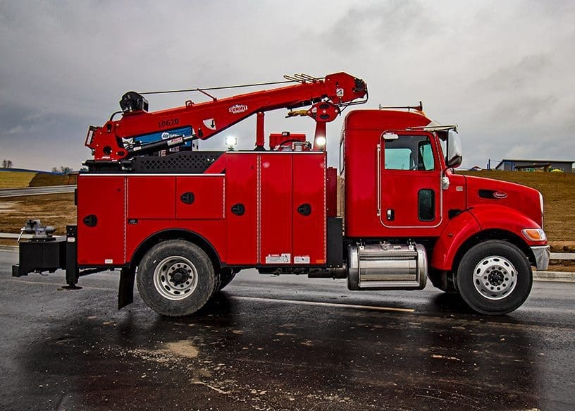 medium duty service truck with a crane