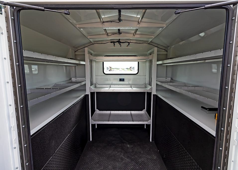 open shelving for canopy body interior