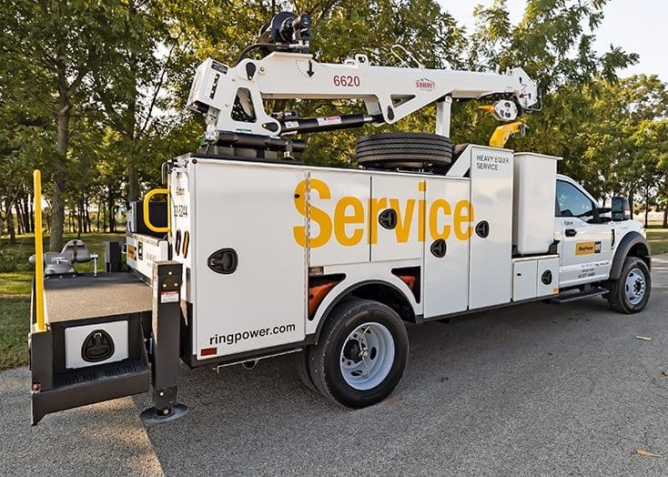 custom utility service trucks with man-bucket
