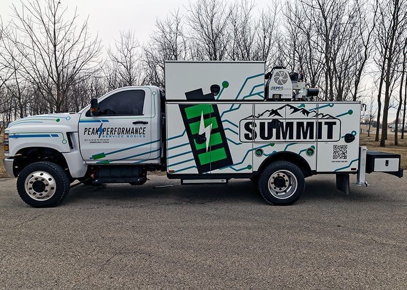 service truck body with electric crane