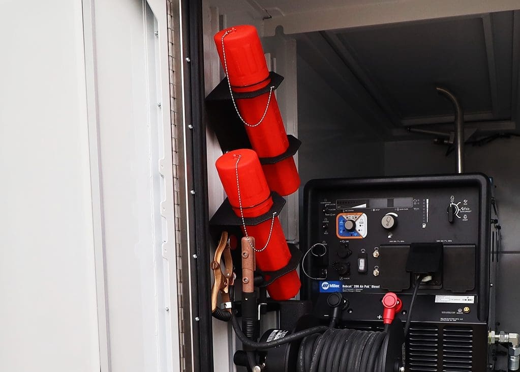 service truck tool storage ideas: custom welding holder rack